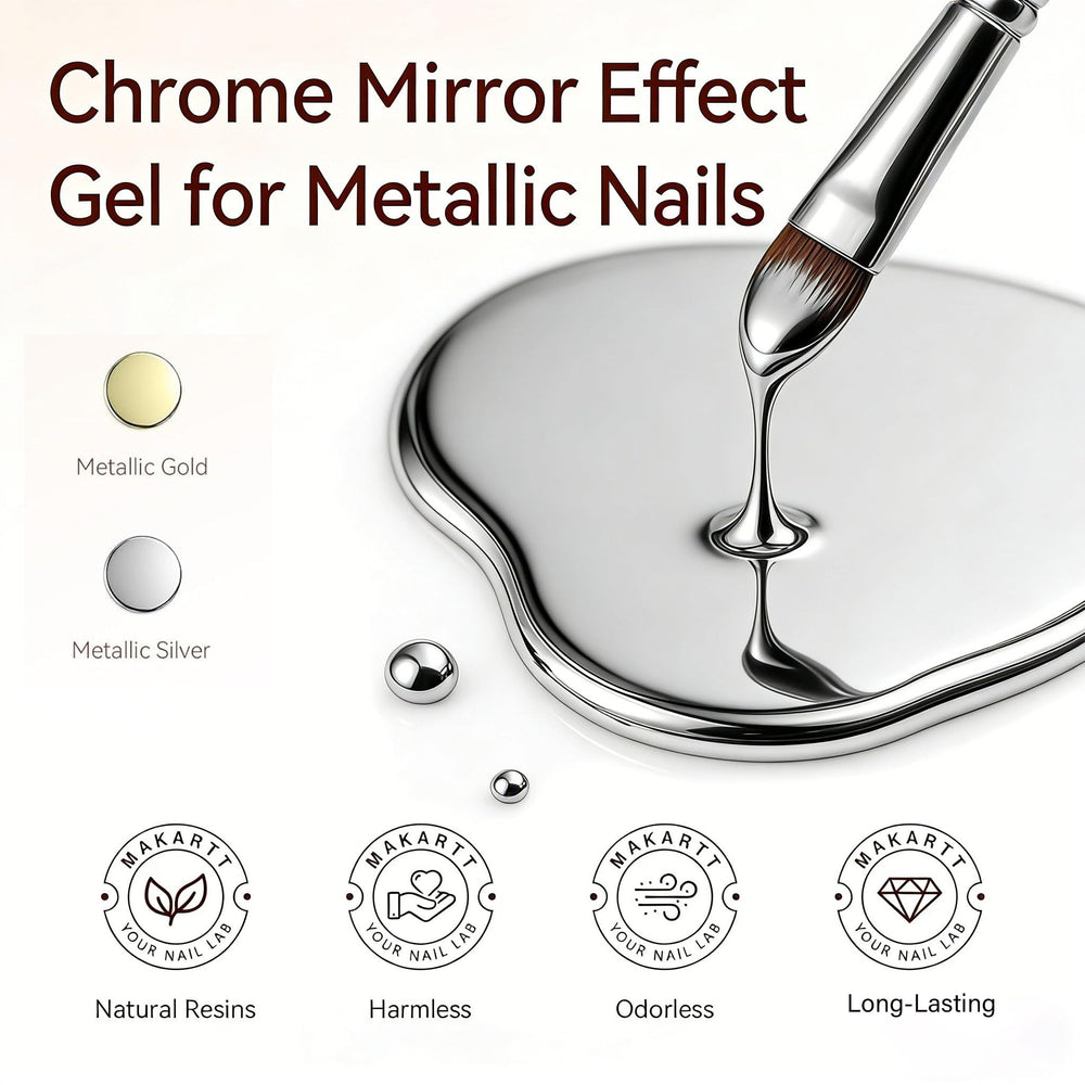 Makartt gold gel texture close-up showing glossy metallic sheen for vibrant chrome effects