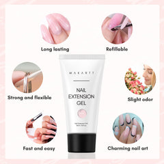 Makartt cured nail extension with glossy finish proving long-lasting look