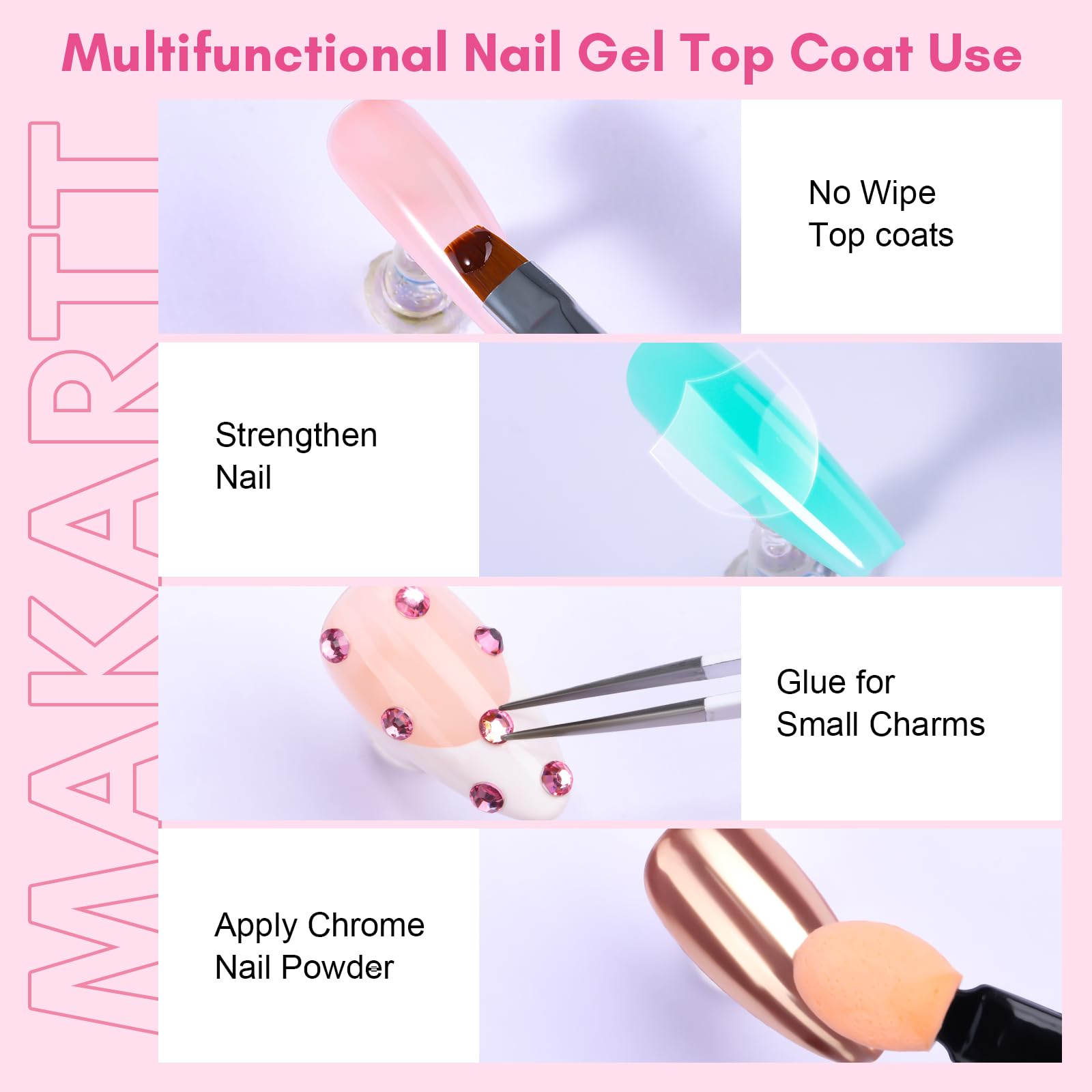 Makartt cured nails with glossy finish showing long-lasting shine