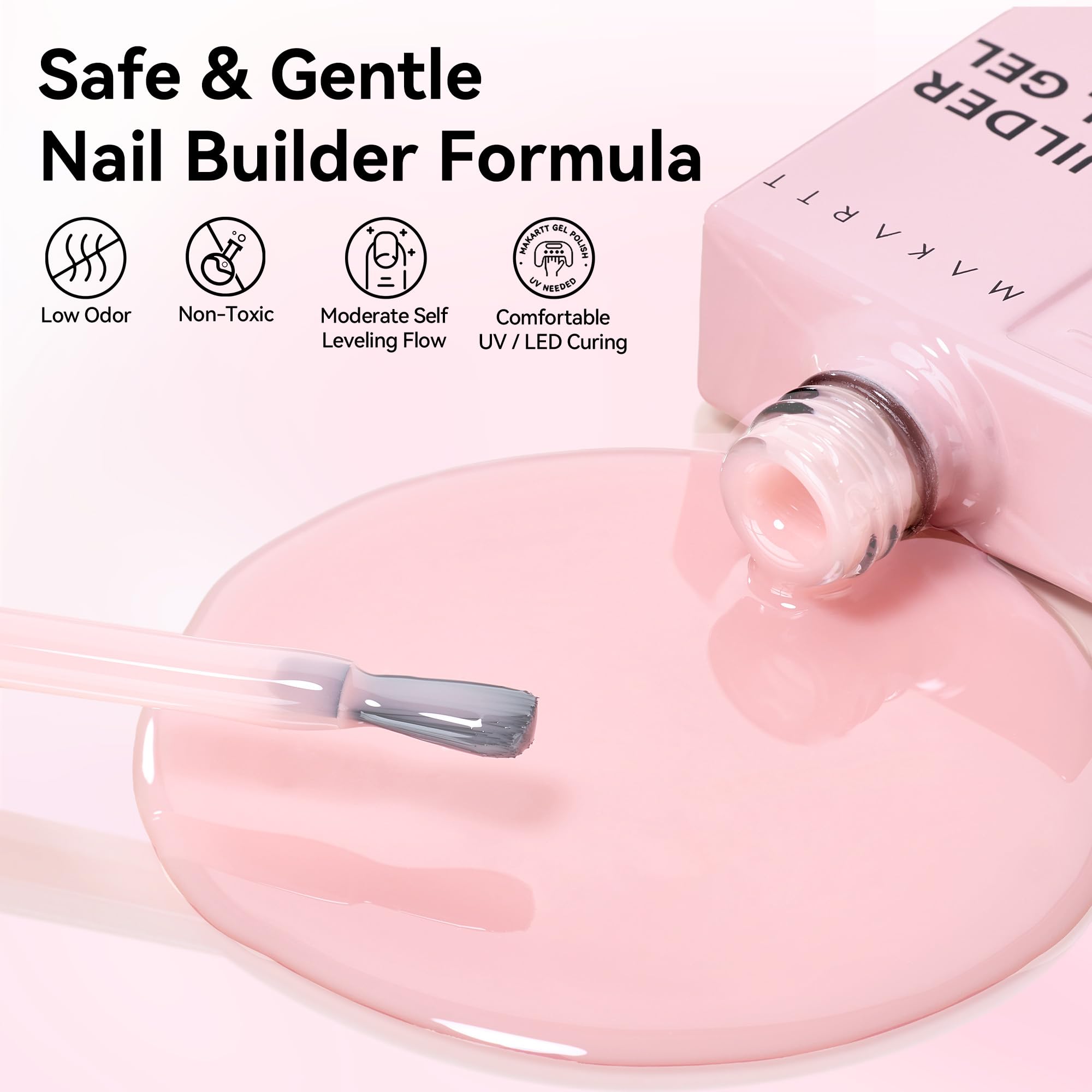 Makartt cured nude pink finish showing glossy even coverage benefit