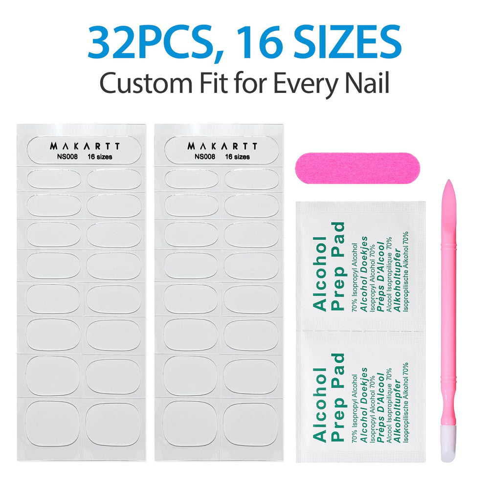 Makartt nail showcasing chrome layered on clear strip, customizable look