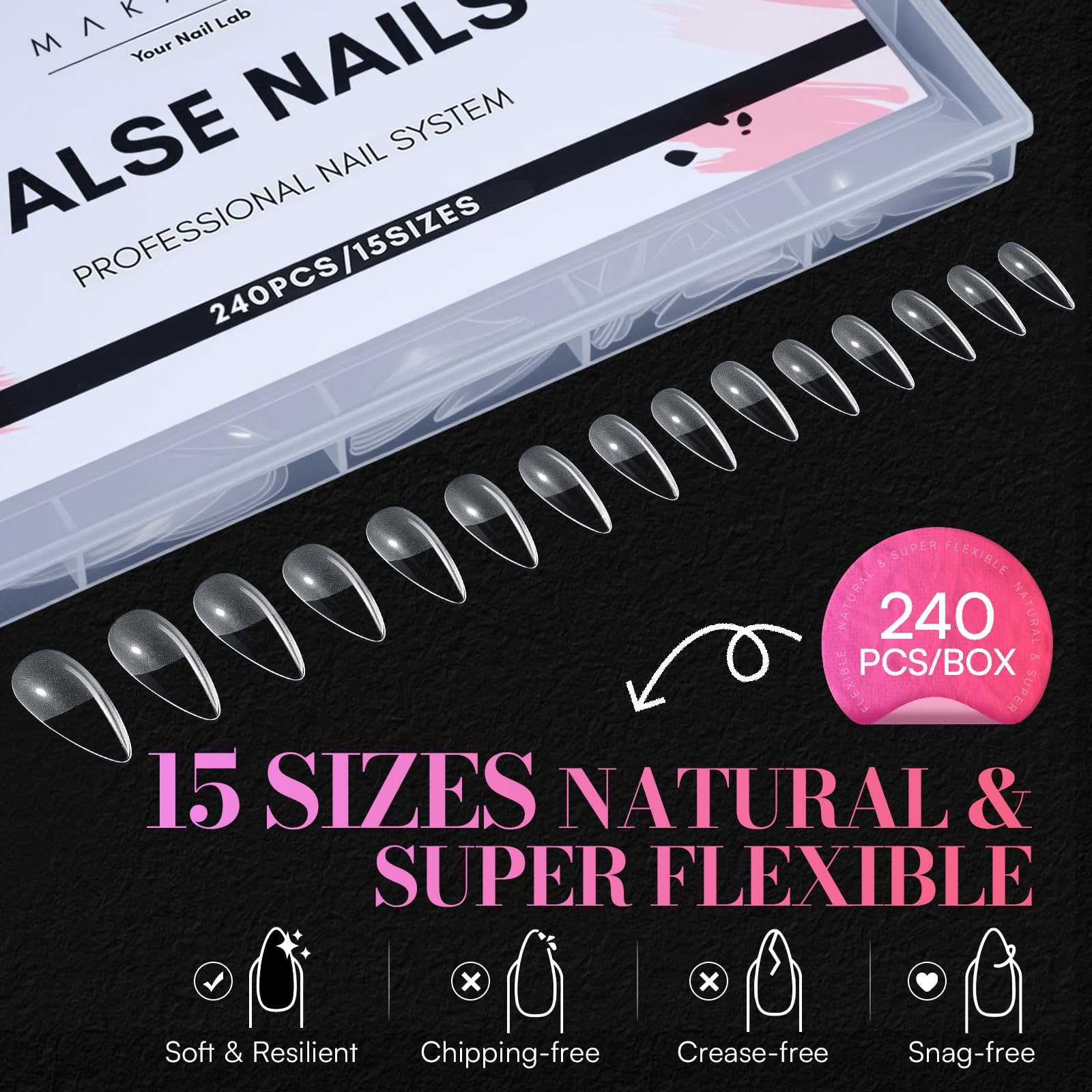 Makartt filed tips showing stiletto and coffin conversions for style options