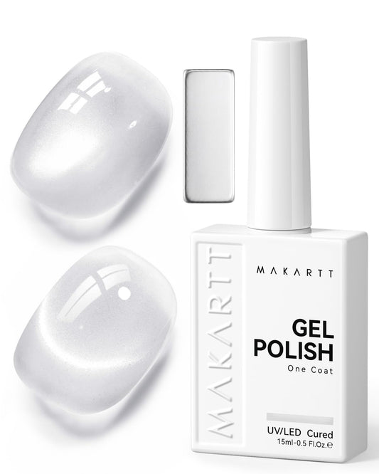 Makartt bottle front view showing glassy silver shimmer and brand quality