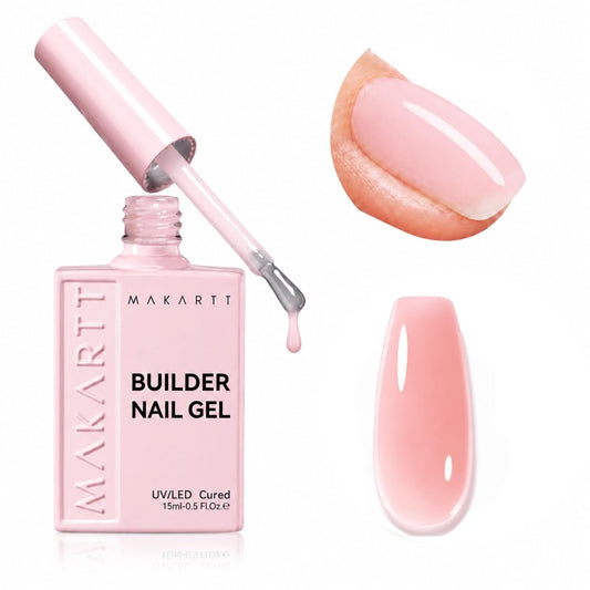 Makartt front bottle showing nude pink builder and compact size benefit