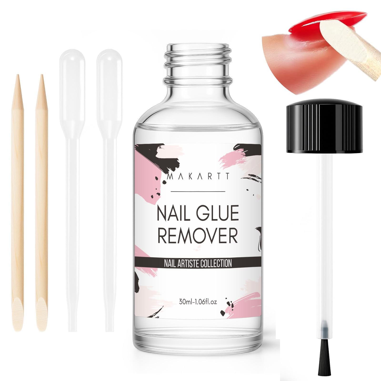 Makartt front bottle showing 30ml debonder and clear product benefits