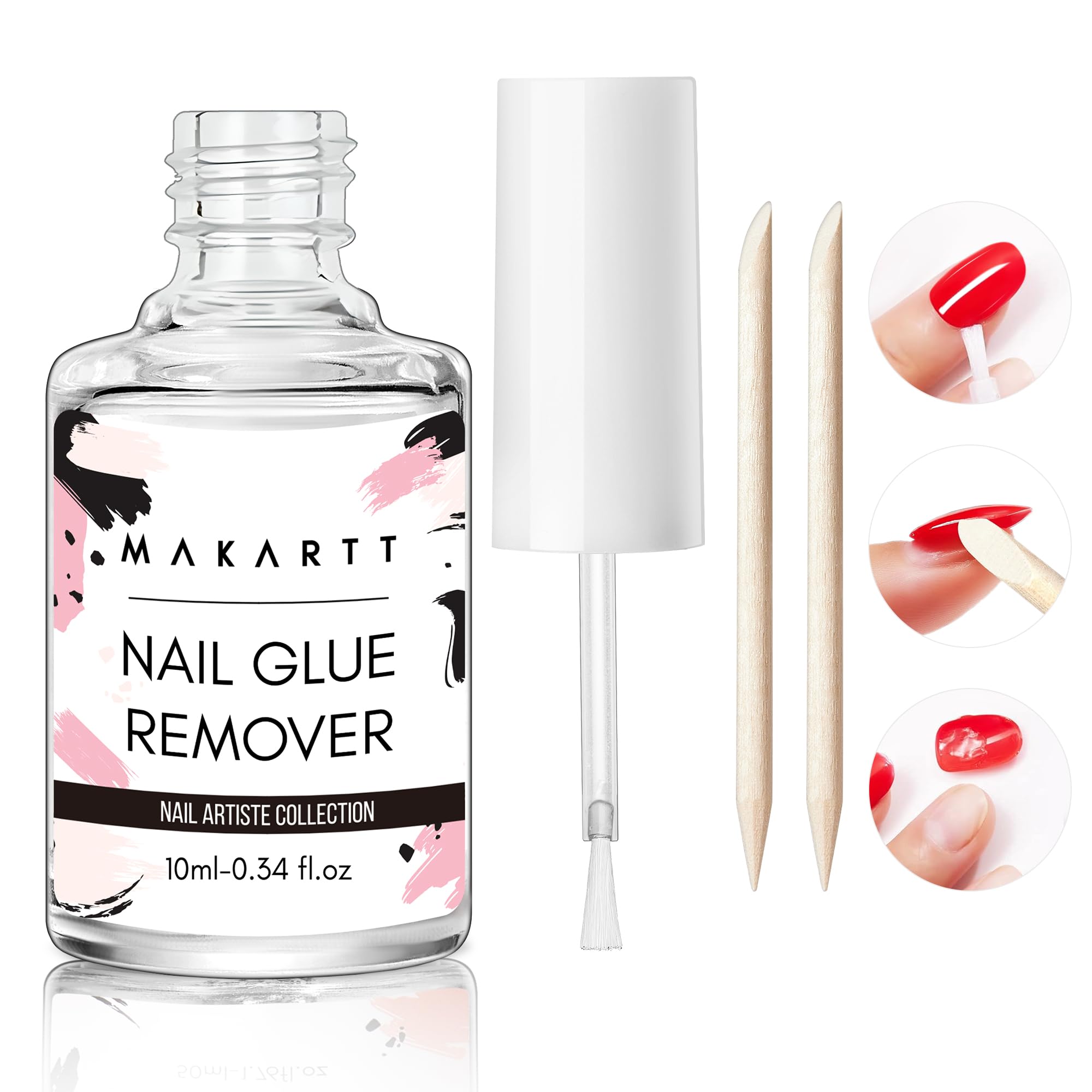 Makartt bottle front view showing compact 10ML formula and brush applicator benefit