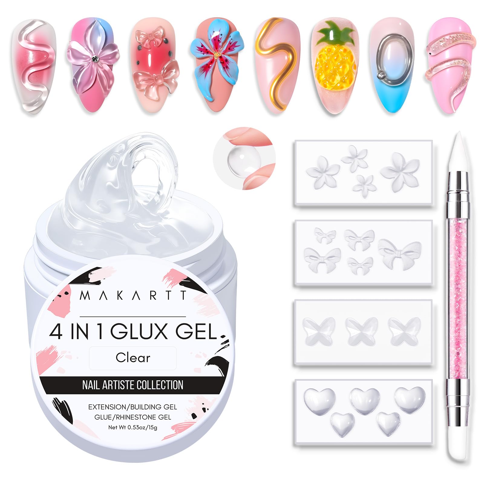 Makartt front packaging showing complete 3D gel kit for easy setup