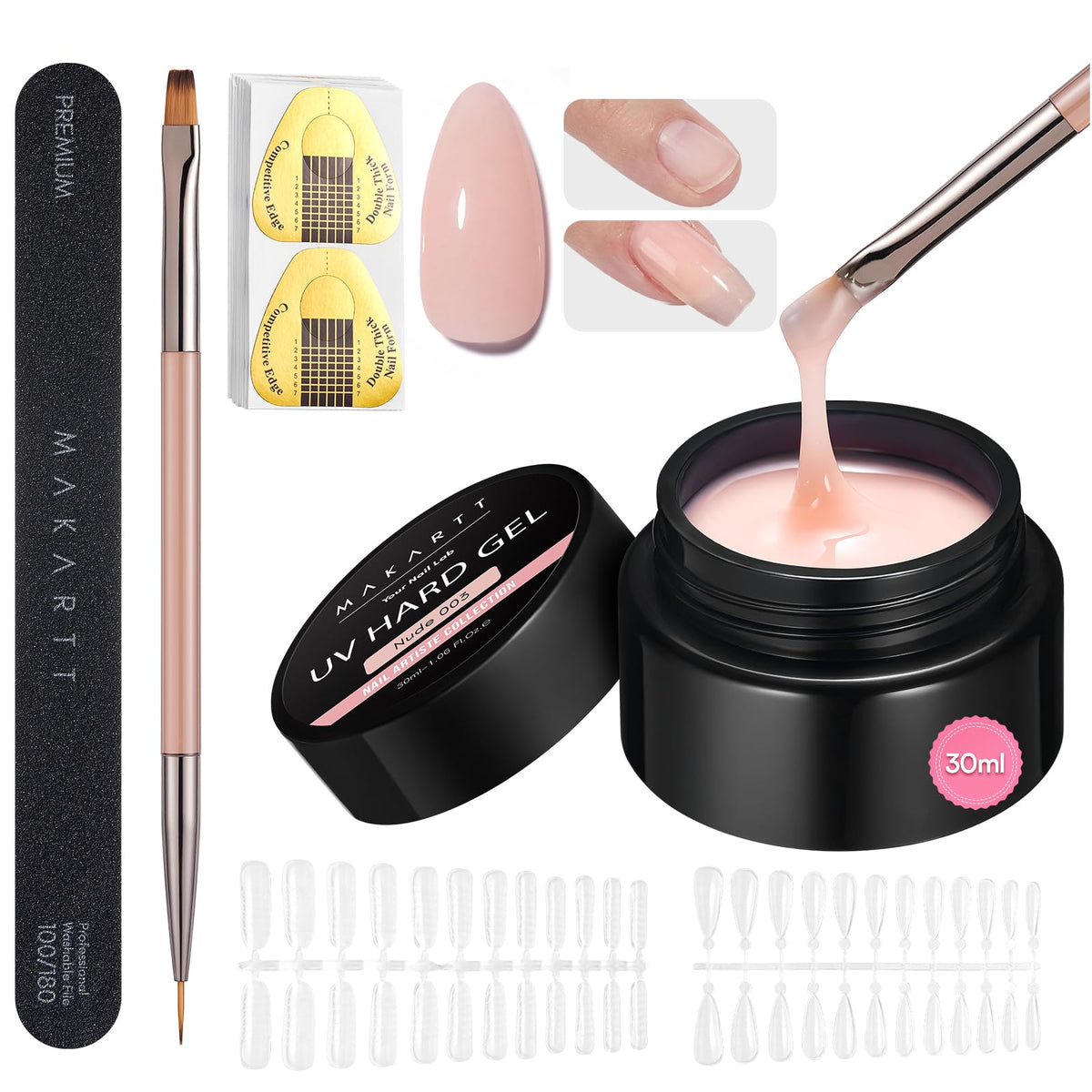 Makartt front packaging showing nude builder gel kit for versatile strengthening