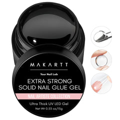 Makartt front packaging showing clear solid nail glue gel and brand