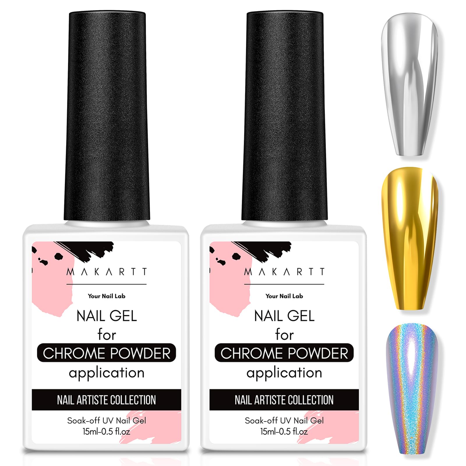 makartt front packaging showing two 15ml bottles and high gloss benefit