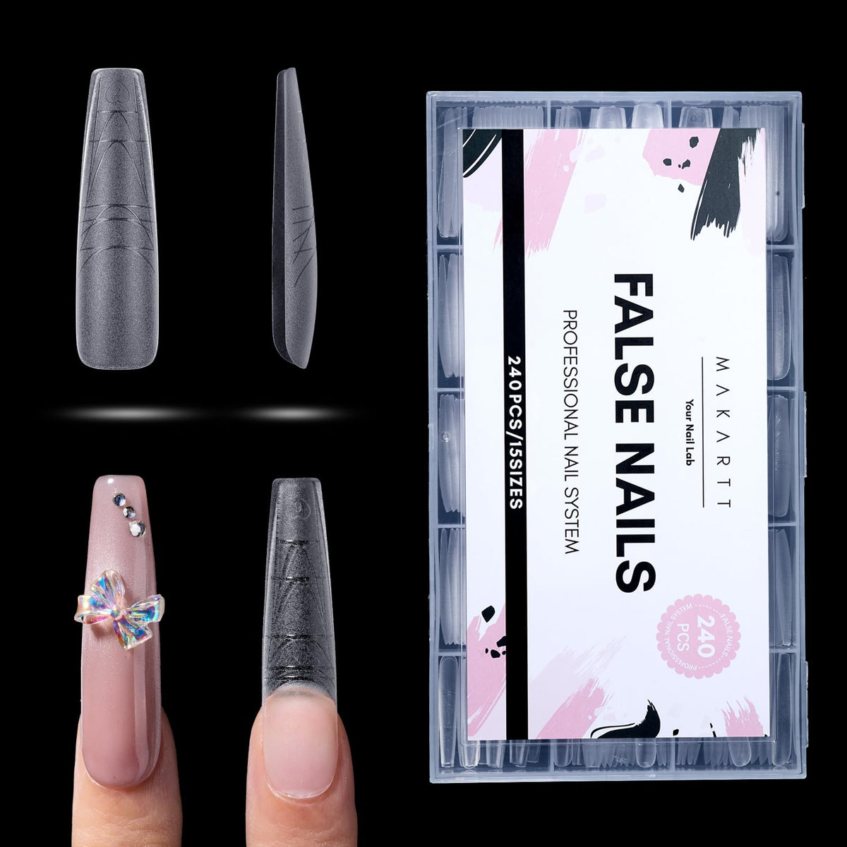Makartt front packaging showing 240 XL coffin nail tips and brand clarity
