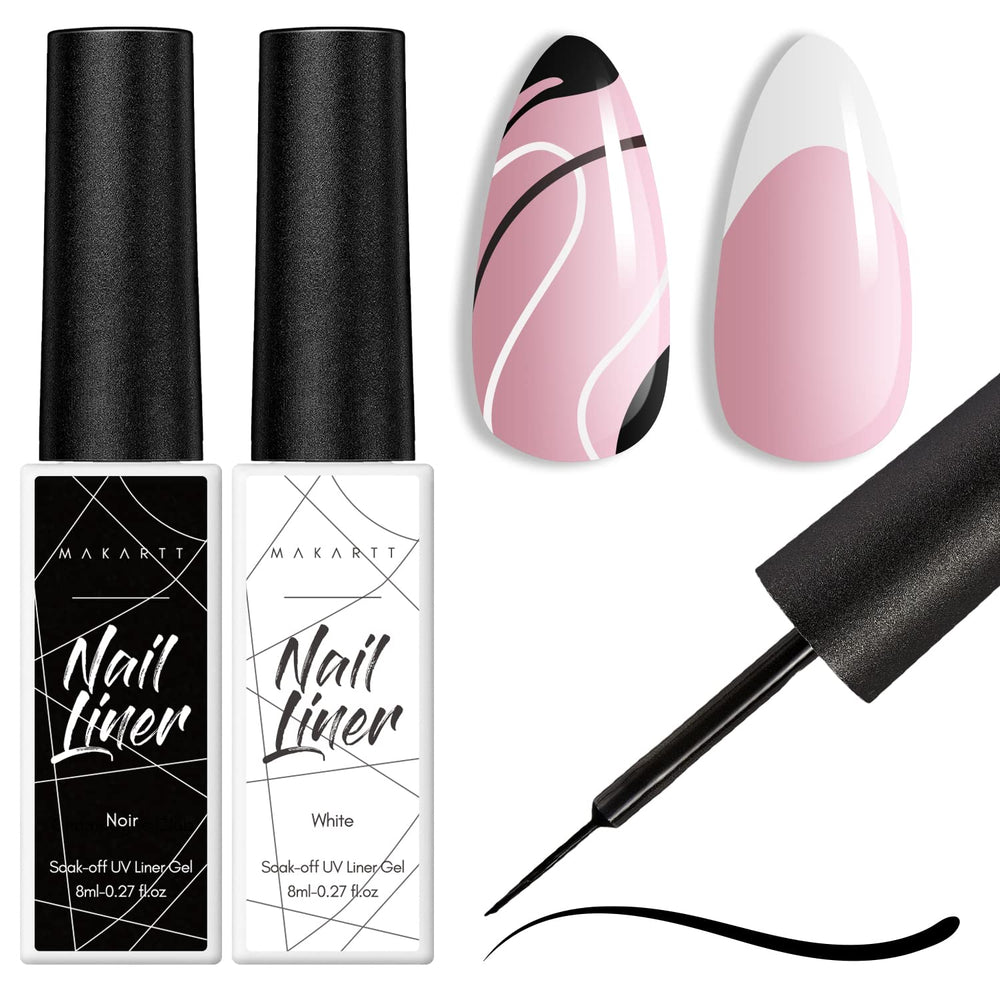 Makartt front packaging showing both black and white gel liners for classic contrast