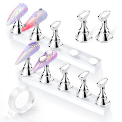 Makartt front view of silver nail stand showing stable display benefit