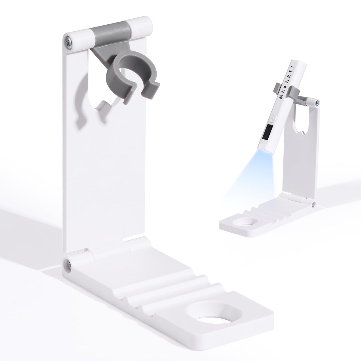 Makartt front view of stand showing stable hands-free setup and convenience