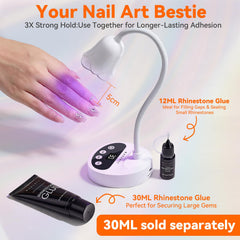 Makartt placing a rhinestone precisely with the fine applicator