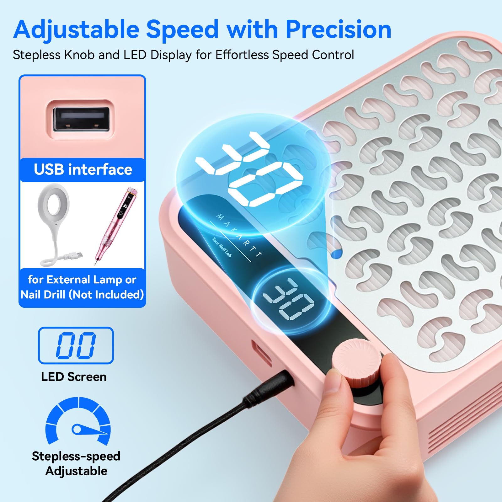 Makartt in-use at home during manicure to reduce airborne nail dust