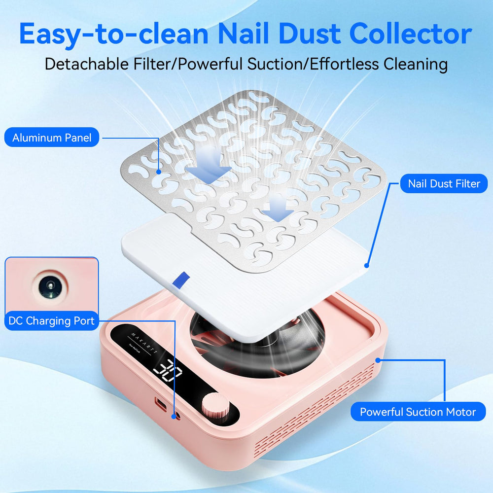 Makartt in-use on salon table capturing acrylic dust for tidier workstation