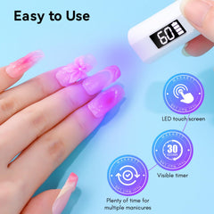 Makartt curing rhinestones demonstrating targeted flash curing for nail art