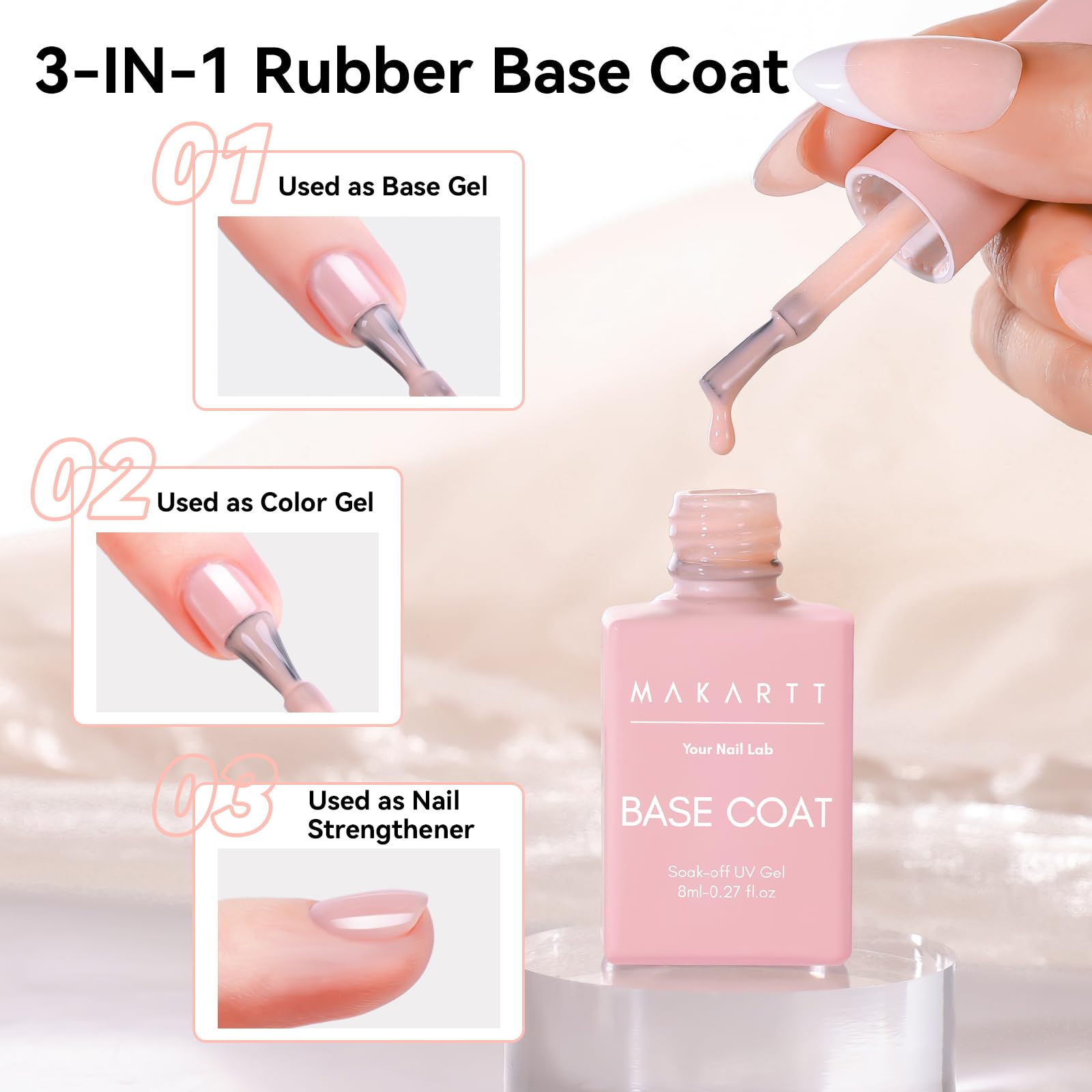 Makartt label close-up highlighting shade name and product details benefit