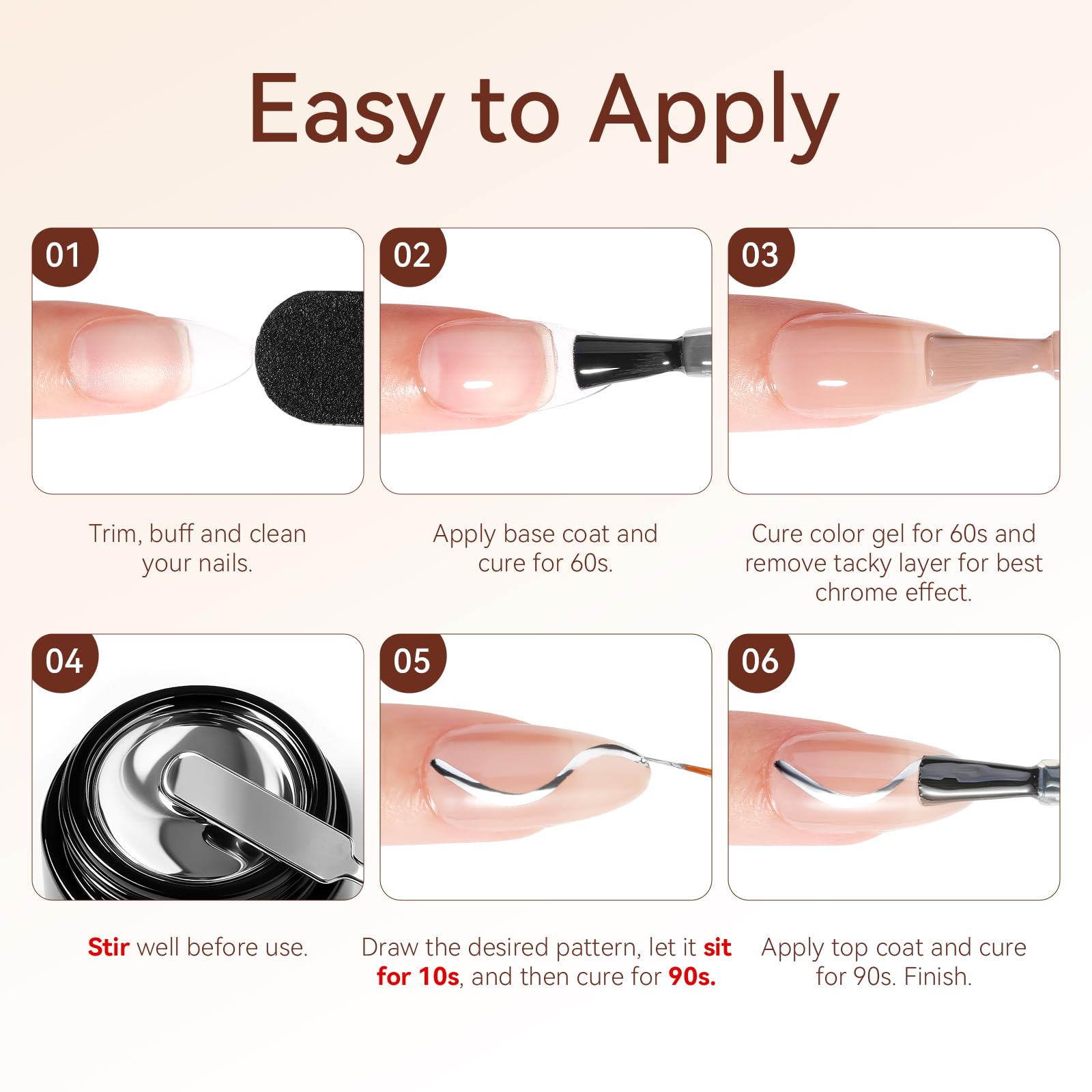 Makartt lifestyle manicure on model hands displaying salon-quality mirror nails and polished look