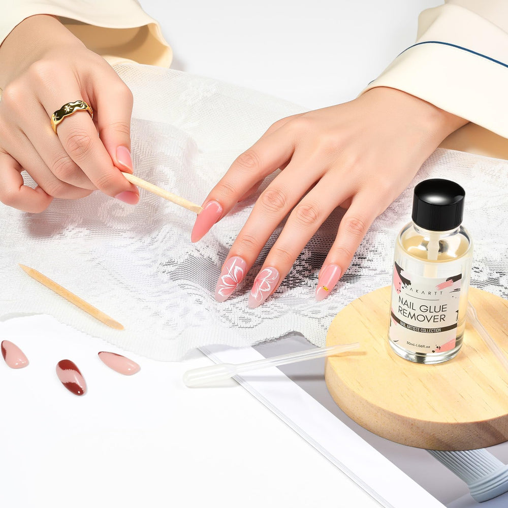 Makartt in a home manicure scene saving time on press-on removal
