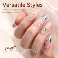 Makartt two-tone chrome nail art in use demonstrating silver and gold contrast for creative designs