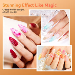 Makartt nail showing watercolor marble created with blooming gel for striking depth