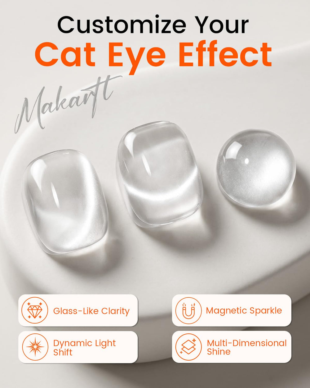 Makartt nail wheel swatches showing glassy silver translucence and options