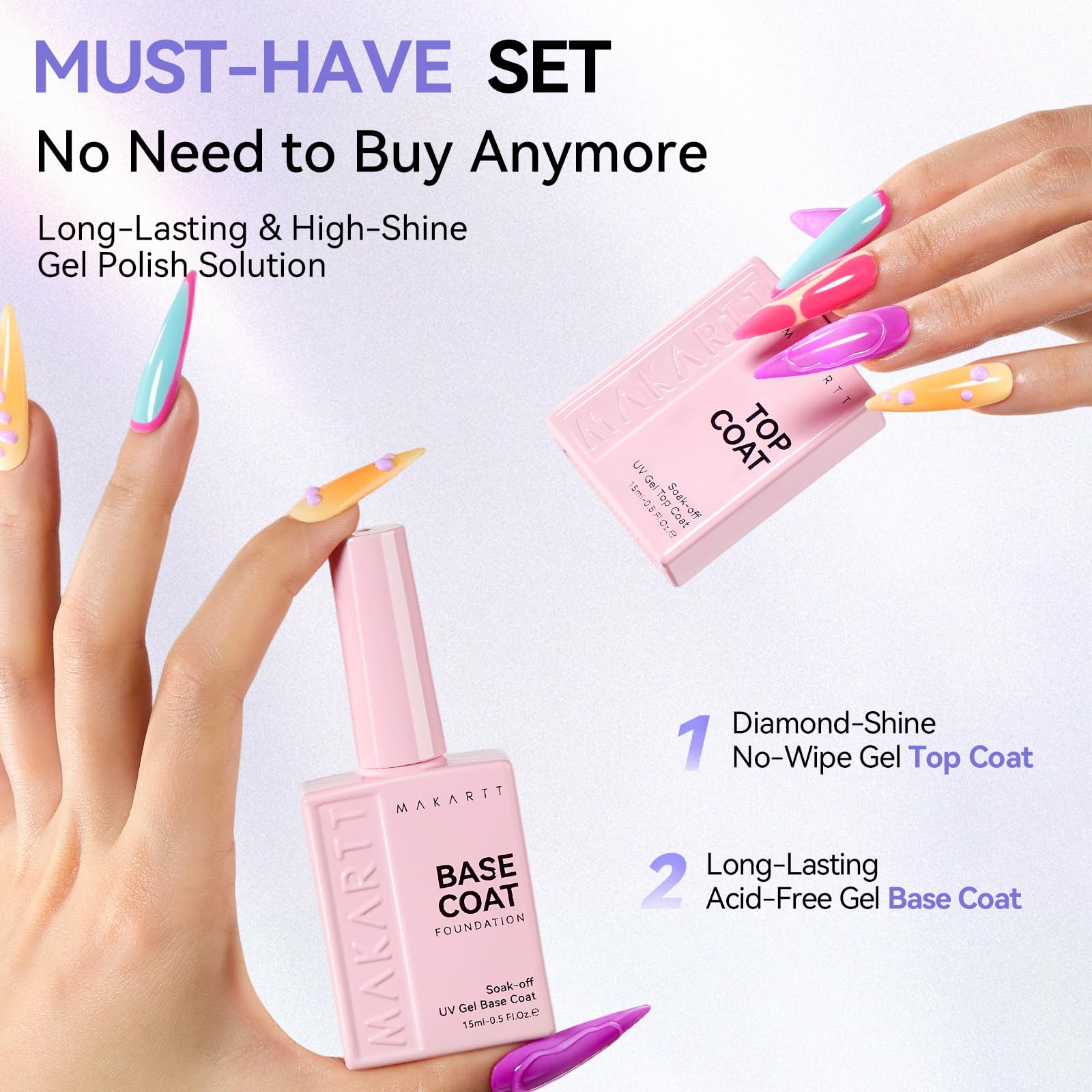 Makartt open bottles with brush demonstrating easy one-stroke application