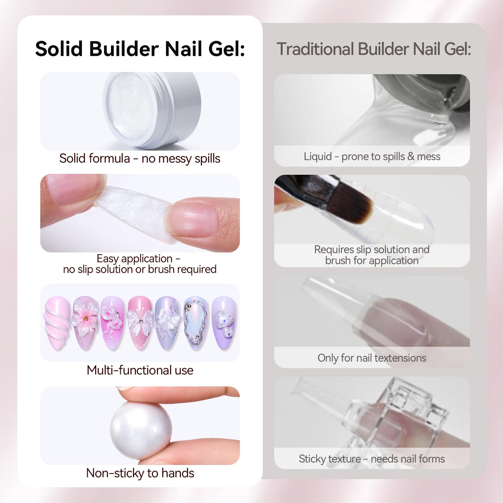 Makartt pearl white nails with chrome finish example showing compatibility with pigments and polished look