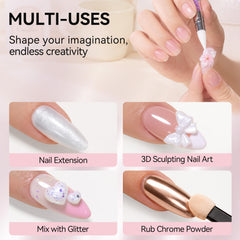 Makartt pearl white extensions on form showing how the gel sculpts reliable tip extensions