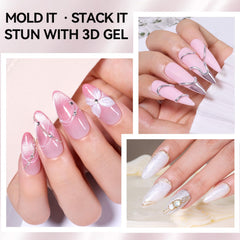 Makartt pearl white sculpted nail petal cured under lamp illustrating crisp 3D detail and durability