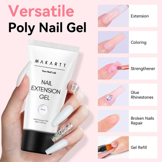 Makartt white poly gel texture close-up demonstrating thick sculptable consistency and control