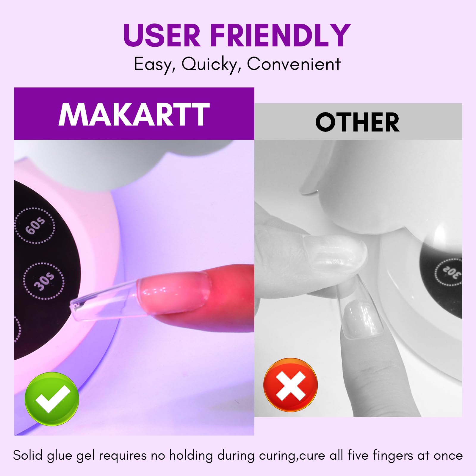 Makartt before and after press-on nails showing improved adhesion results