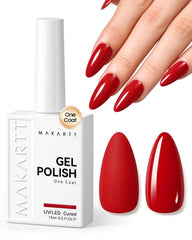 Makartt bottle front view showing deep red pigment and high-gloss appeal
