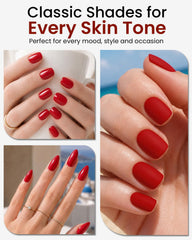 Makartt red gel used at home in lifestyle scene for easy DIY manicures