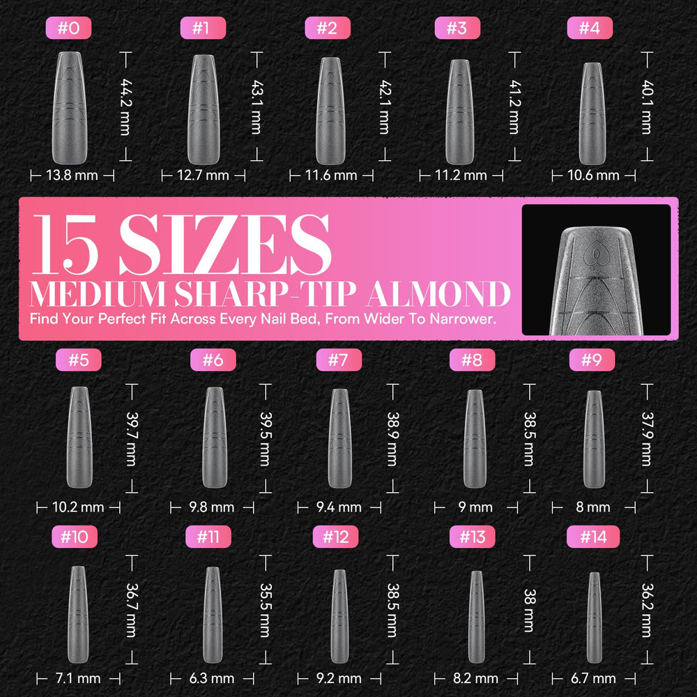 Makartt flat layout displaying 15 sizes for accurate nail bed matching