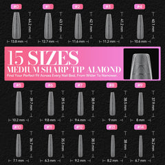 Makartt flat layout displaying 15 sizes for accurate nail bed matching