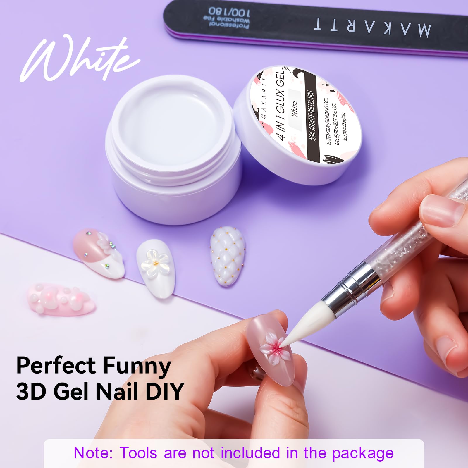 Makartt white 3d gel applied in a salon setting showing professional results
