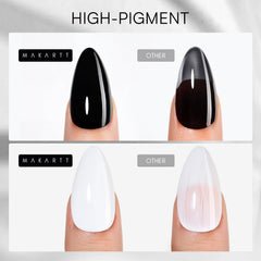Makartt white gel bottle close-up showing opaque coverage for clean designs