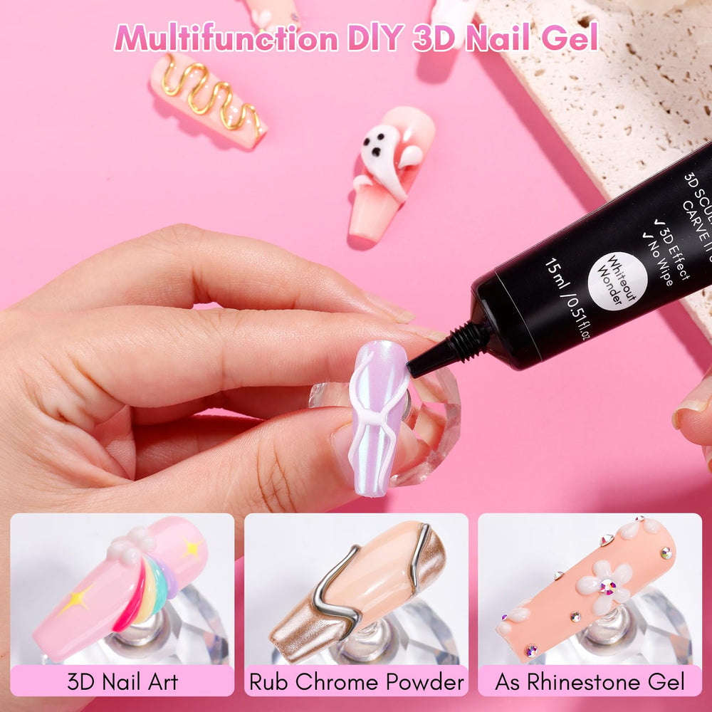 Makartt gel used to glue rhinestones onto nail showing secure embellishment hold