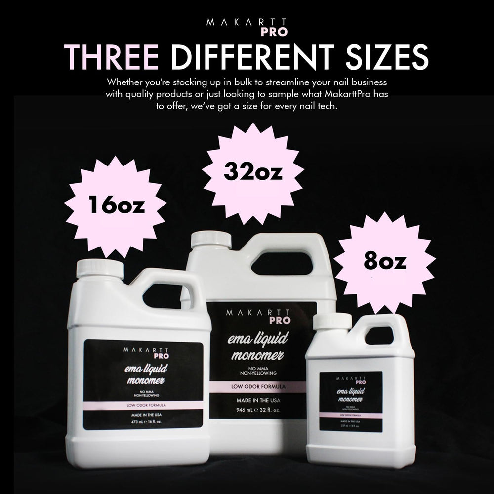 MakarttPro monomer on a salon counter conveying low-odor comfort and professional use