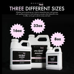 MakarttPro monomer on a salon counter conveying low-odor comfort and professional use