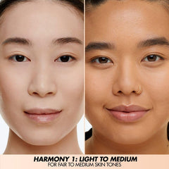 Make Up For Ever palette being applied to cheek illustrating natural finish