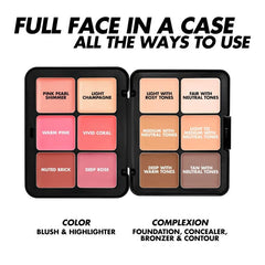 Make Up For Ever open pans showing 12 cream shades for mixing and matching