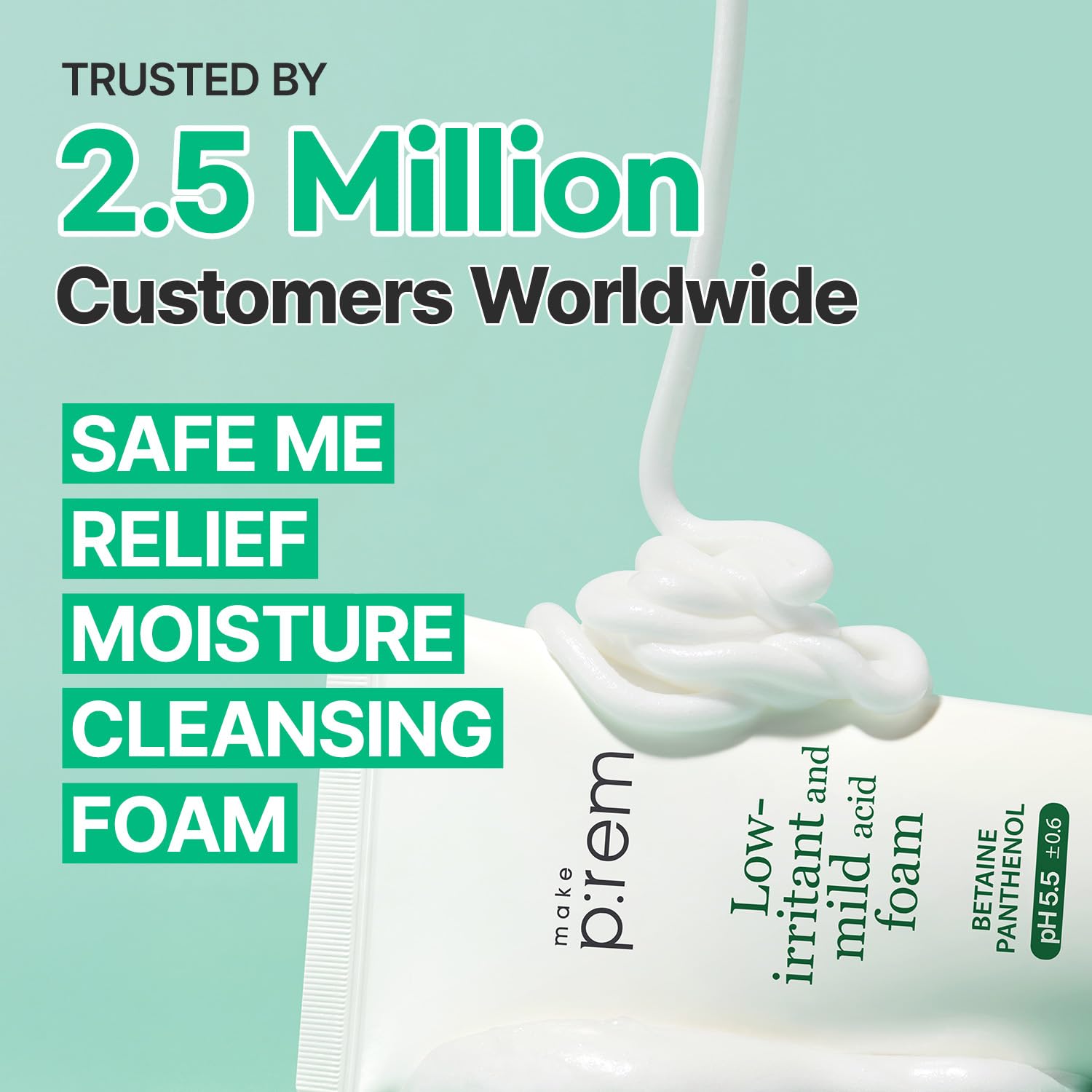 MAKE P:REM creamy micro-bubble foam texture close-up showing gentle cleansing