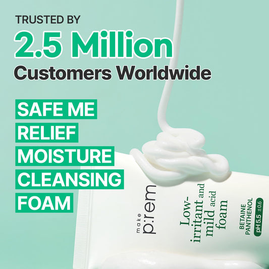 MAKE P:REM creamy micro-bubble foam texture close-up showing gentle cleansing