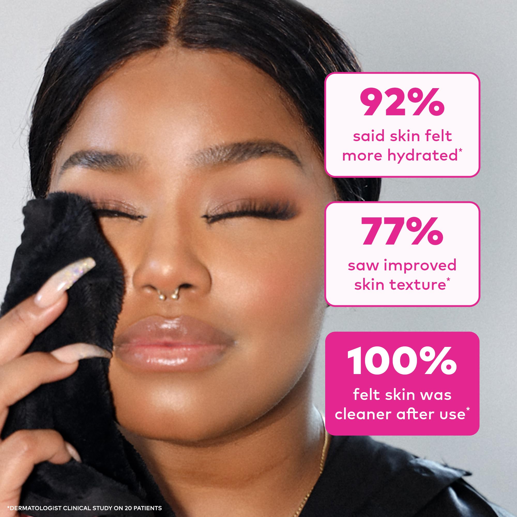 MakeUp Eraser Mini PRO removing waterproof mascara demonstrating effective makeup removal