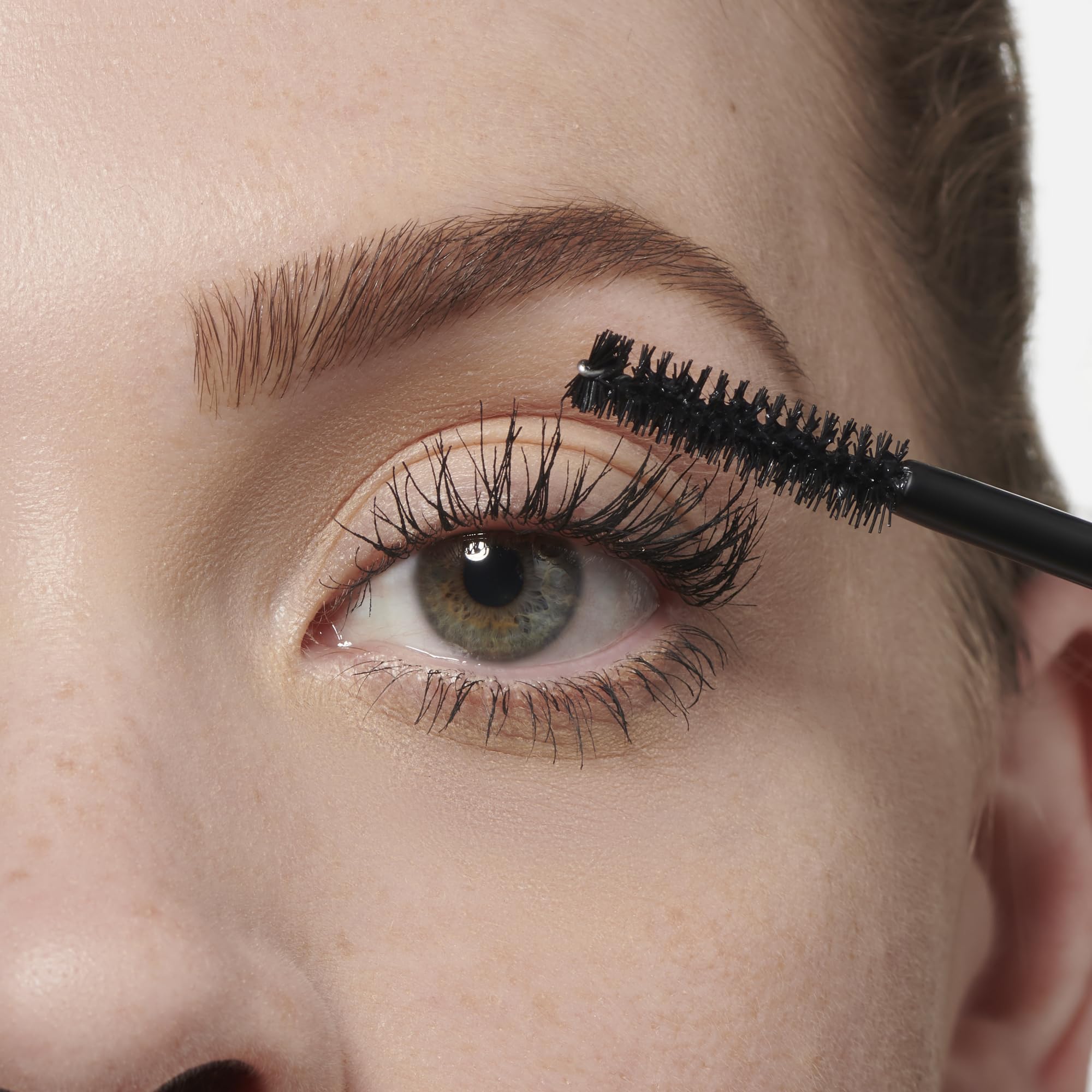 Makeup Revolution mascara texture swipe showing smooth, jet-black pigment