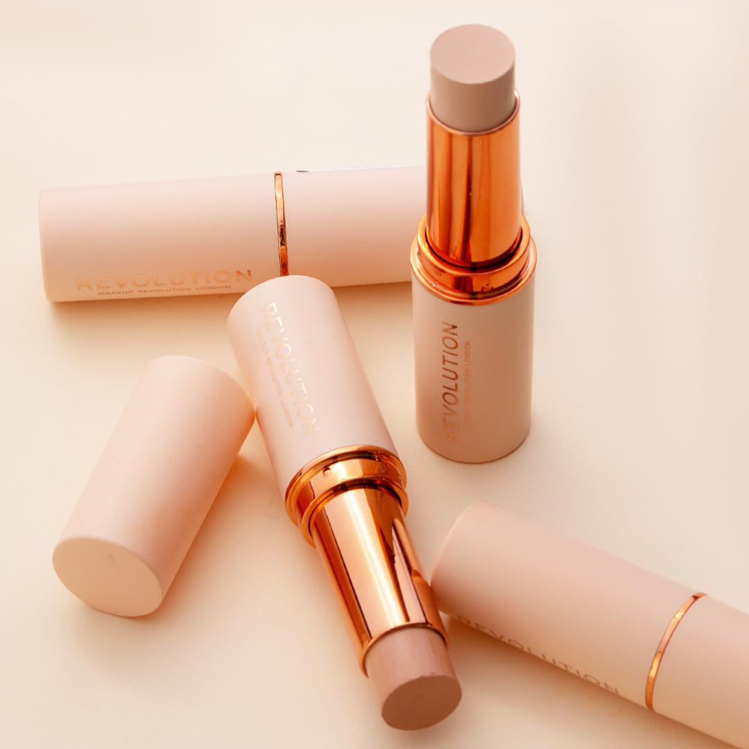 Makeup Revolution stick used for contour and highlight to create defined features benefit